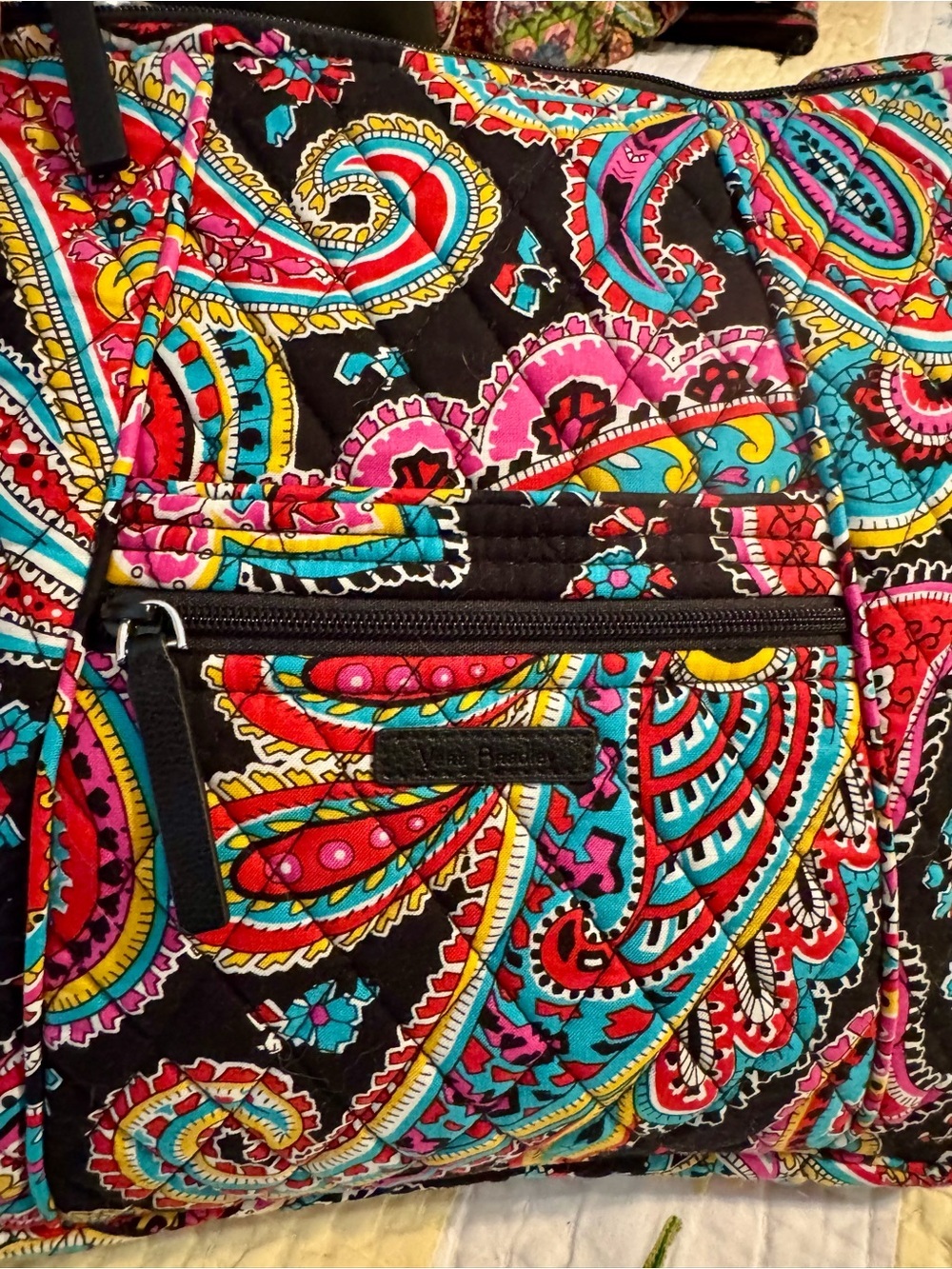 Vera Bradley Black Multi Paisley Quilted Crossbody Bag - Picture 5 of 6